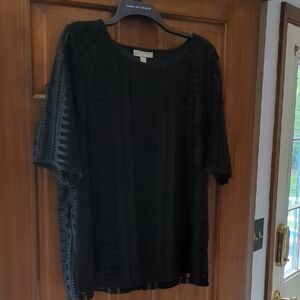 Dana Buchman Black Oversized Boxy Blouse